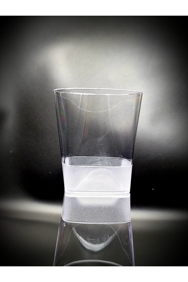 Kristal Plastik Kare Viski Meşrubat Bardağı 10 Adet