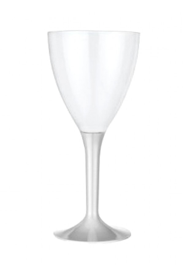 Plastik Şarap Kadehi (10 Adet) Gümüş Renk